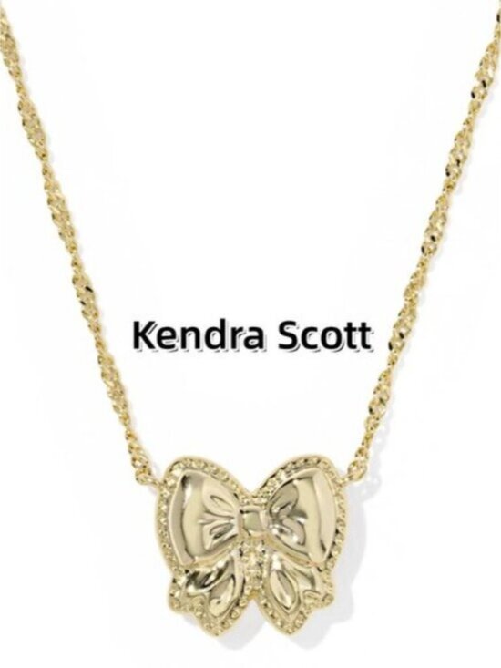 Haley Bow Gold Short Pendant Necklace - Picture 2 of 5